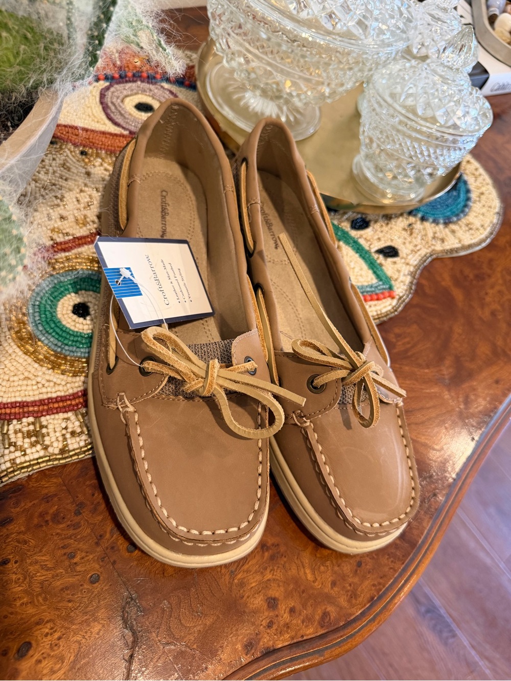 Croft & Barrow Leather Boat Shoes Women’s Brown Lace-Up Comfort Loafers NWT